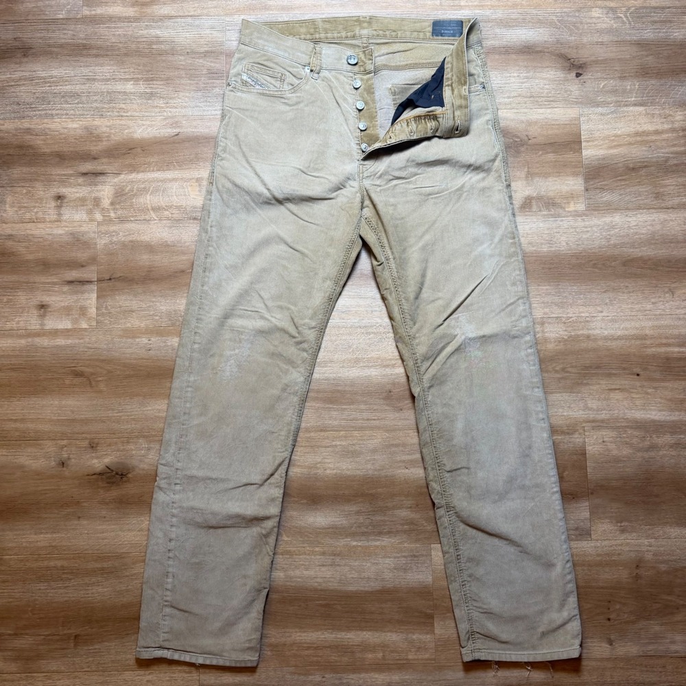 Diesel D-Macs Corduroy Pants Mens 32x32 Tan Straight Leg Button Fly Faded 069XQ